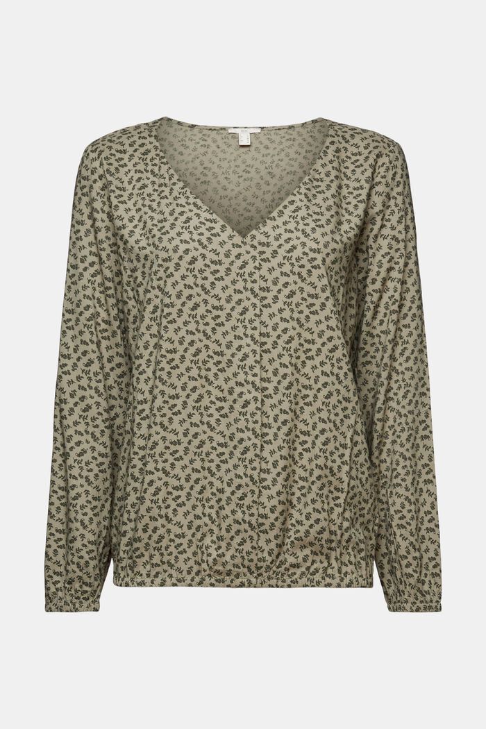 Print blouse with LENZING™ ECOVERO™, LIGHT KHAKI, detail image number 5