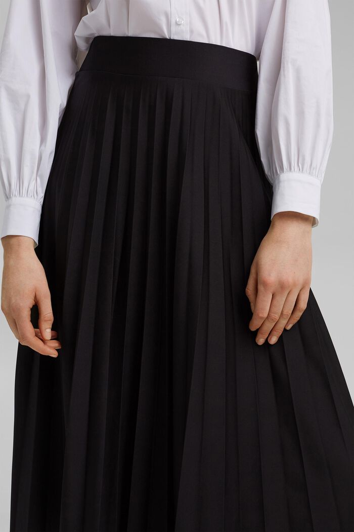 Recycled: Pleated skirt with an elasticated waistband, BLACK, detail image number 2