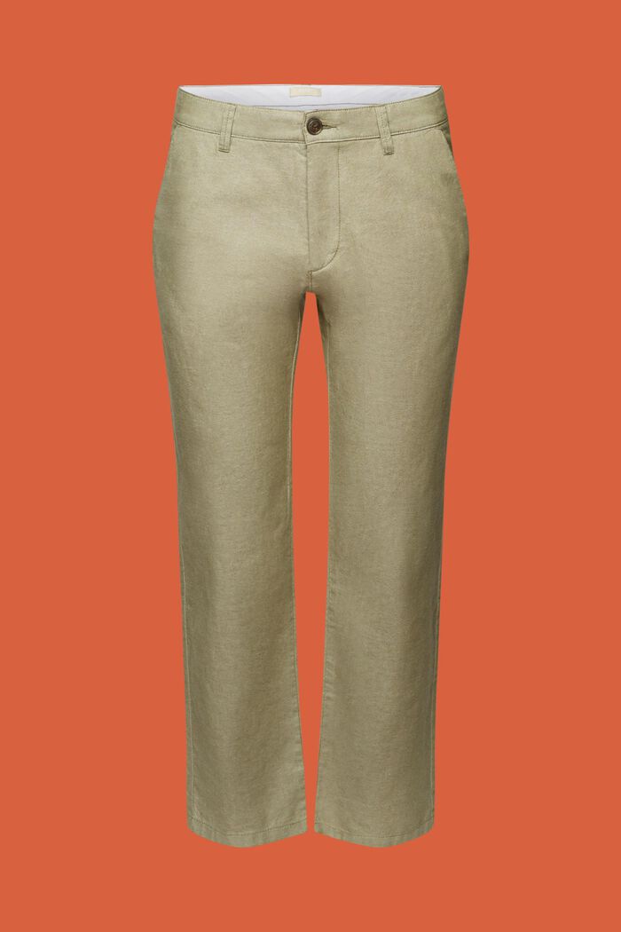 Structured chino trousers, 100% cotton, OLIVE, detail image number 7