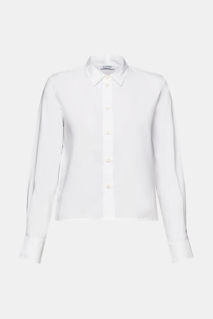 Cropped Poplin Blouse, WHITE, detail image number 6