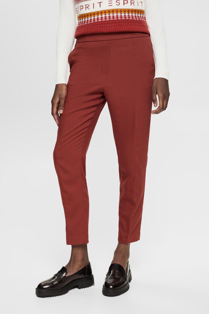 Tapered leg trousers, RUST BROWN, detail image number 1