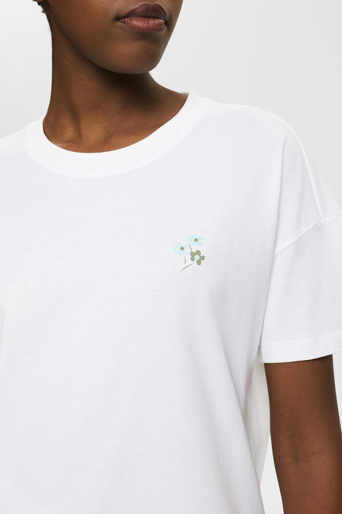 T-shirt with floral chest print, WHITE, detail image number 2