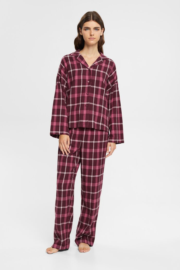Checked flannel pyjama set, BORDEAUX RED, detail image number 1