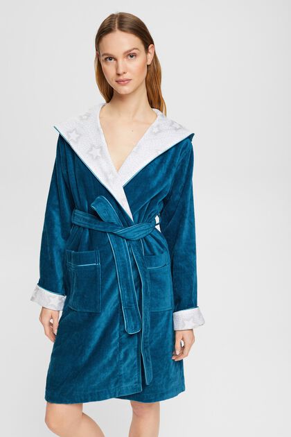 Hooded bathrobe with star print