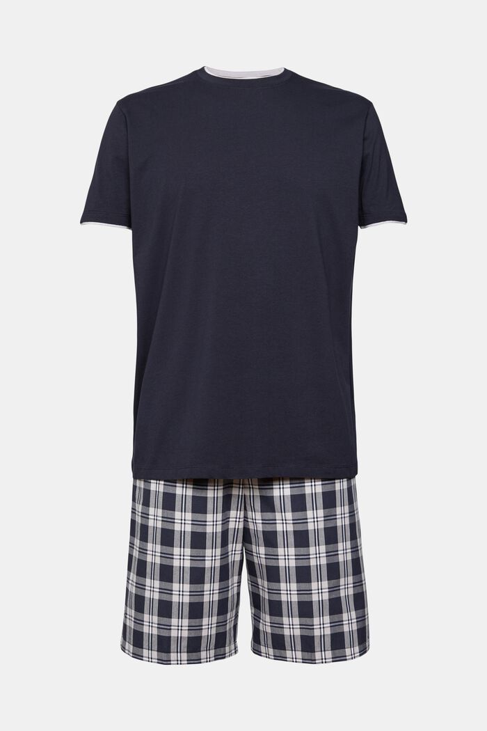 Pyjamas with checked shorts, NAVY, detail image number 2