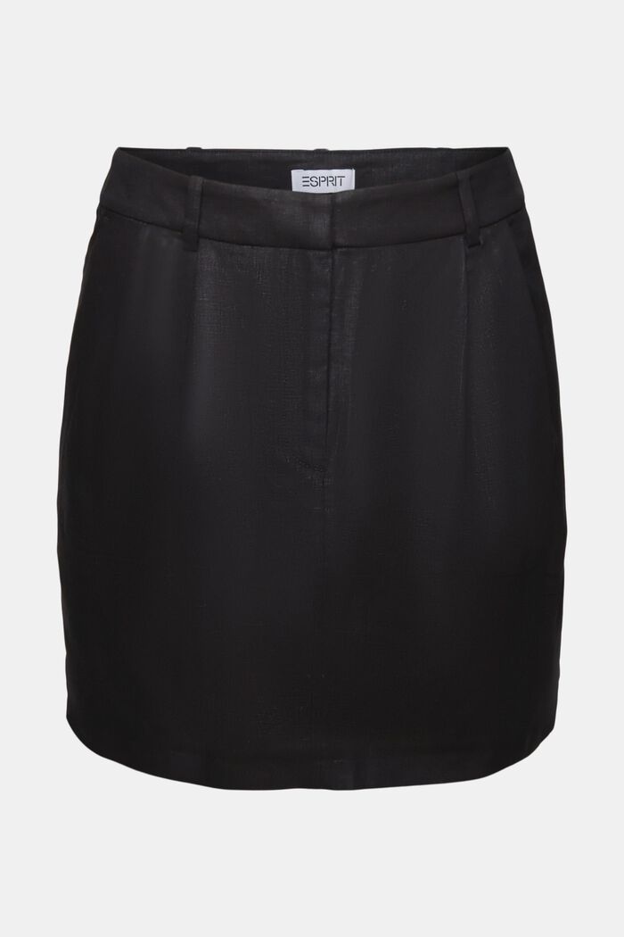 Foil Linen Metallic Mini Skirt, BLACK, detail image number 6