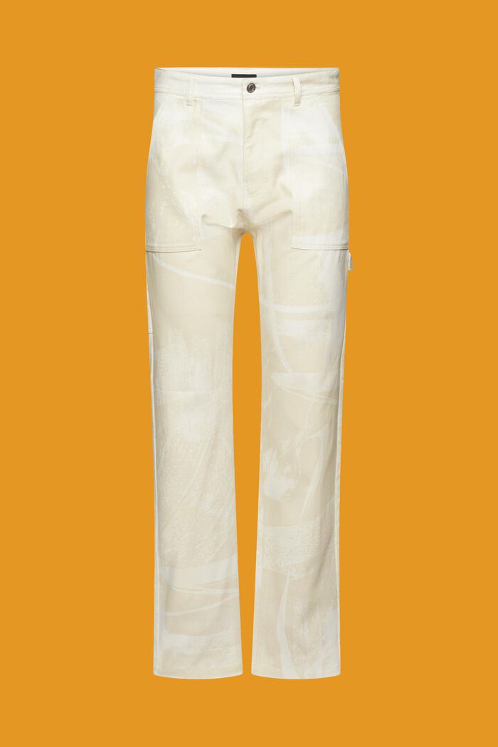 Straight leg cargo trousers with pattern, BEIGE, detail image number 7