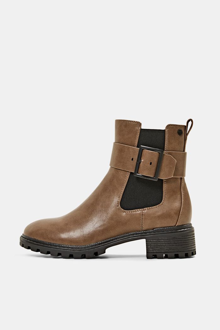 Faux leather boots with a buckle detail