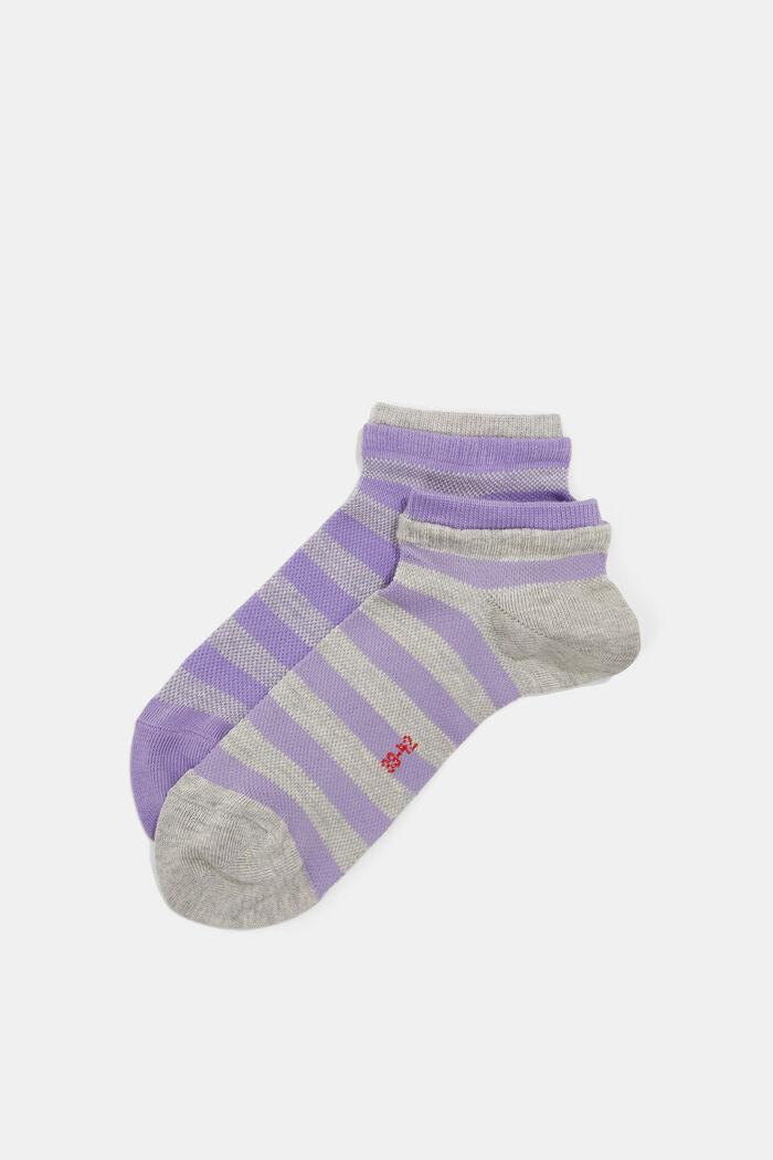 Two pack of trainer socks made of cotton mesh, PURPLE, detail image number 0