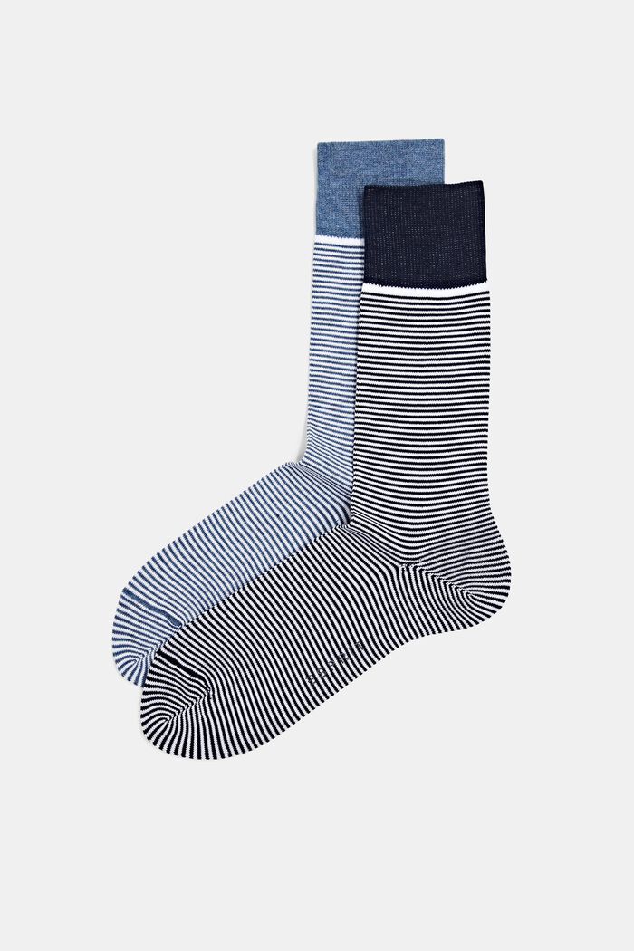 Double pack of striped blended cotton socks