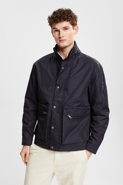 Made of recycled material: jacket with pockets, NAVY, overview