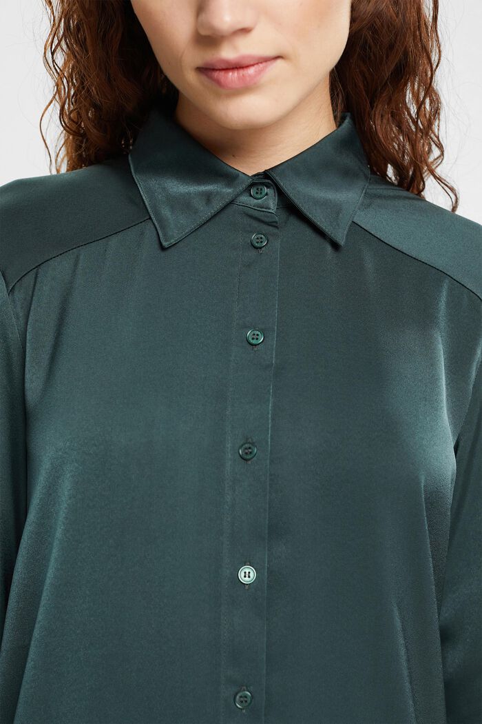 Satin blouse, DARK TEAL GREEN, detail image number 2