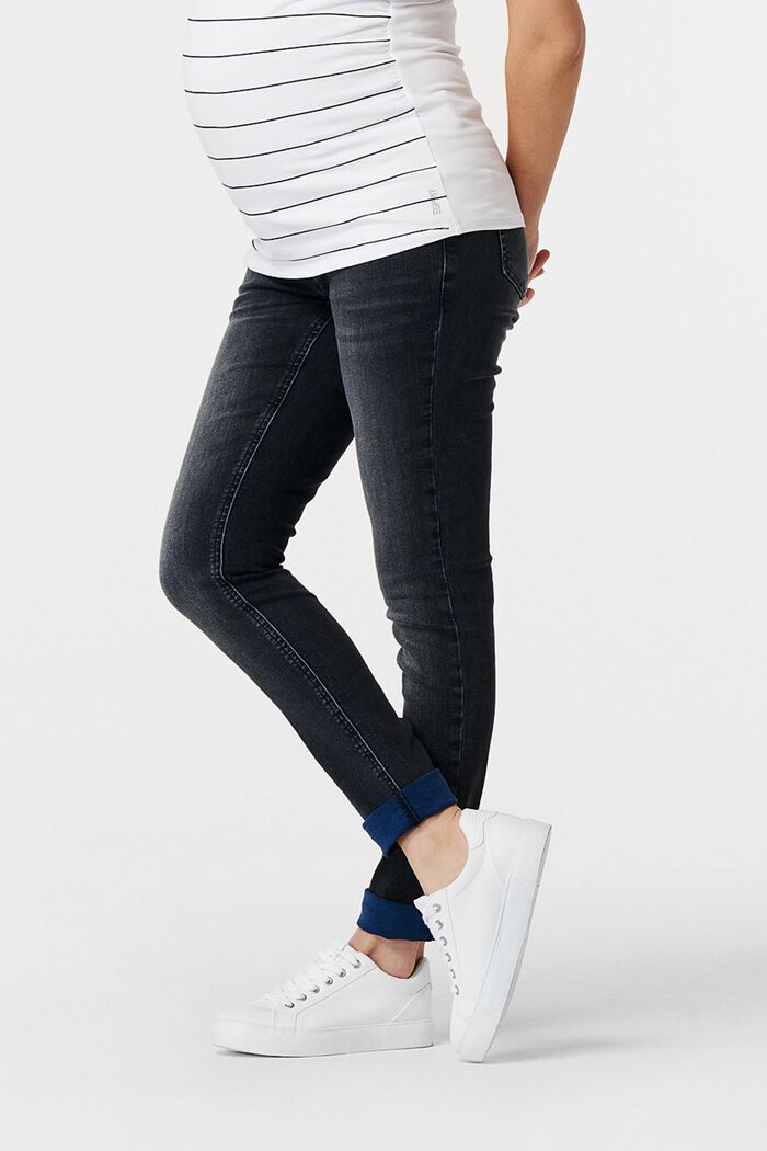 Stretch jeans with an over-bump waistband, BLACK BLUE WASHED, detail image number 2