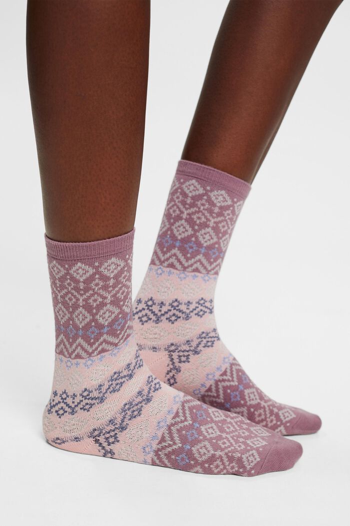 2-pack of Fair Isle socks, organic cotton, ROSE, detail image number 2