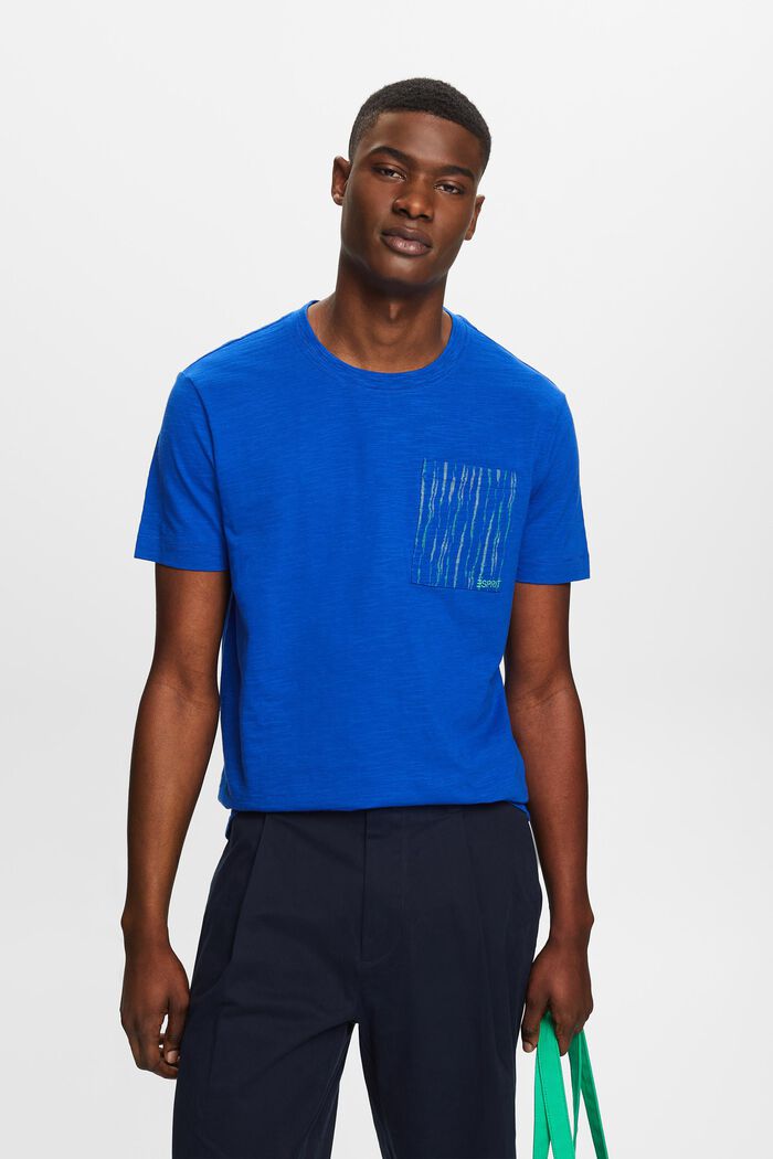Cotton Slub Logo Pocket T-Shirt, BRIGHT BLUE, detail image number 0