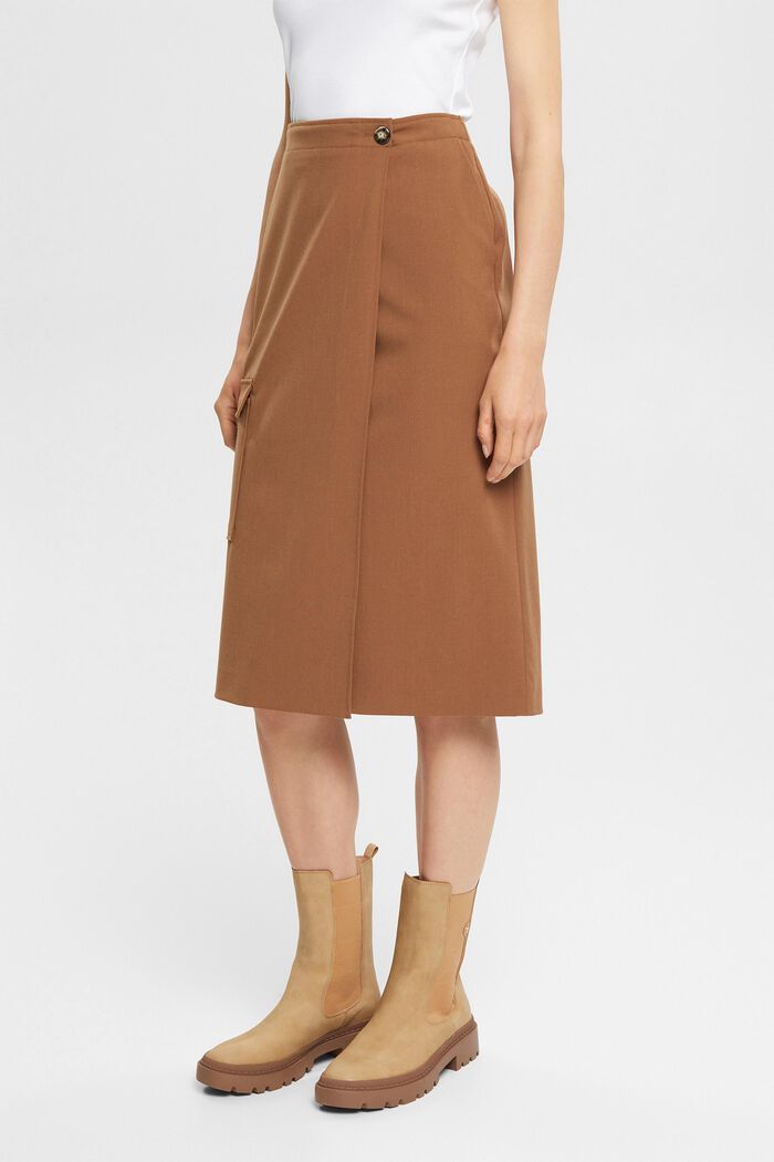 Cargo-style wrap-over skirt, CARAMEL, detail image number 1