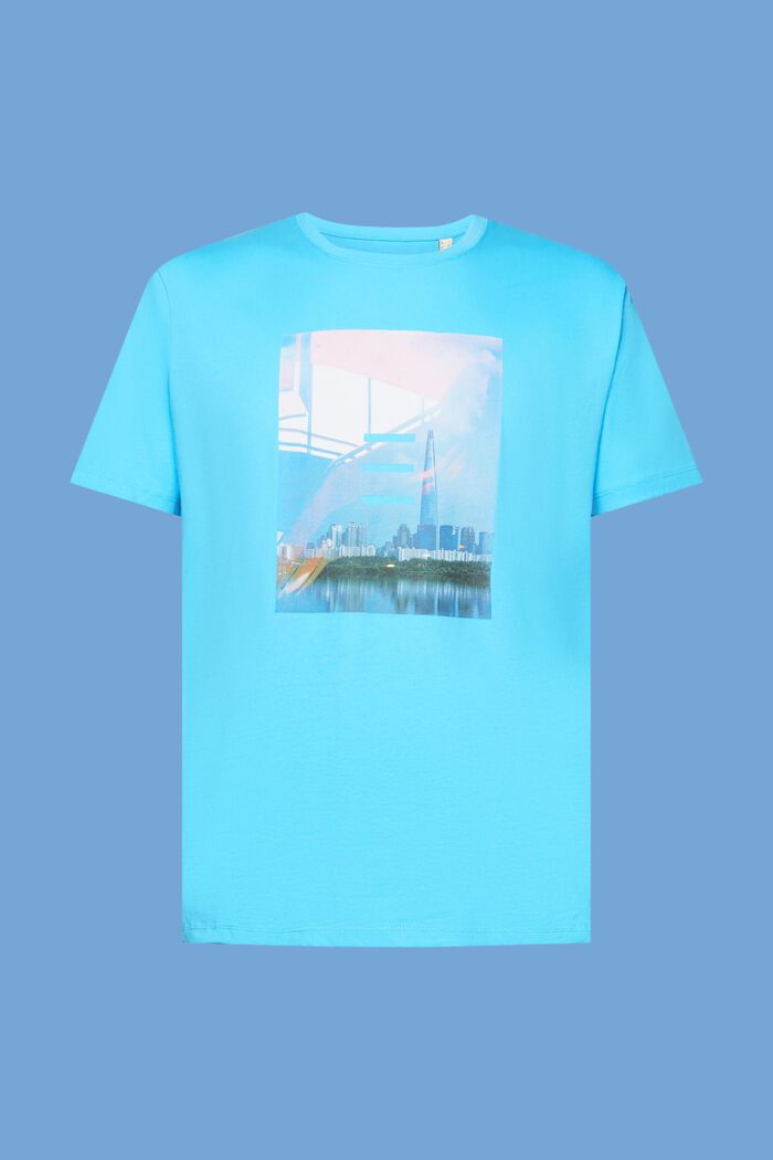 Cotton t-shirt with print, TURQUOISE, detail image number 7