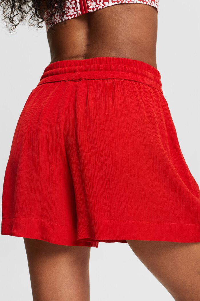 Crinkled Beach Shorts, DARK RED, detail image number 1