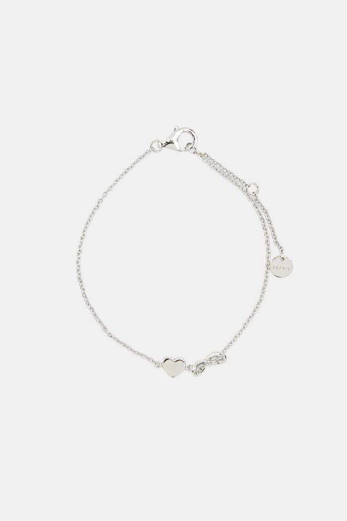 Bracelet with zirconia charm, sterling silver