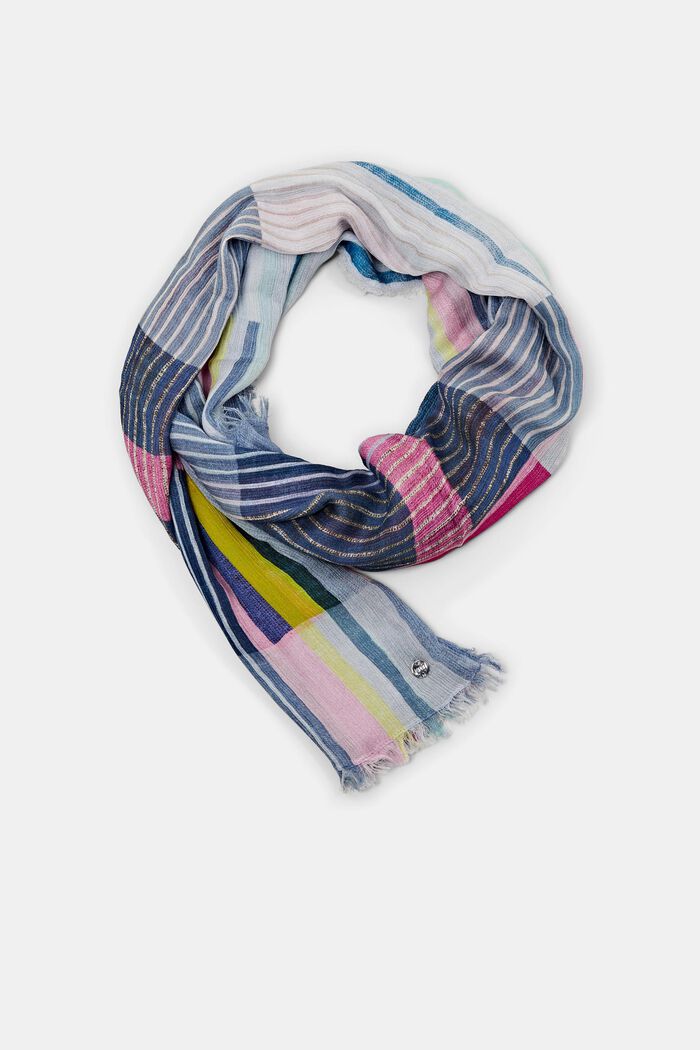 Geometric striped scarf, PASTEL BLUE, detail image number 0