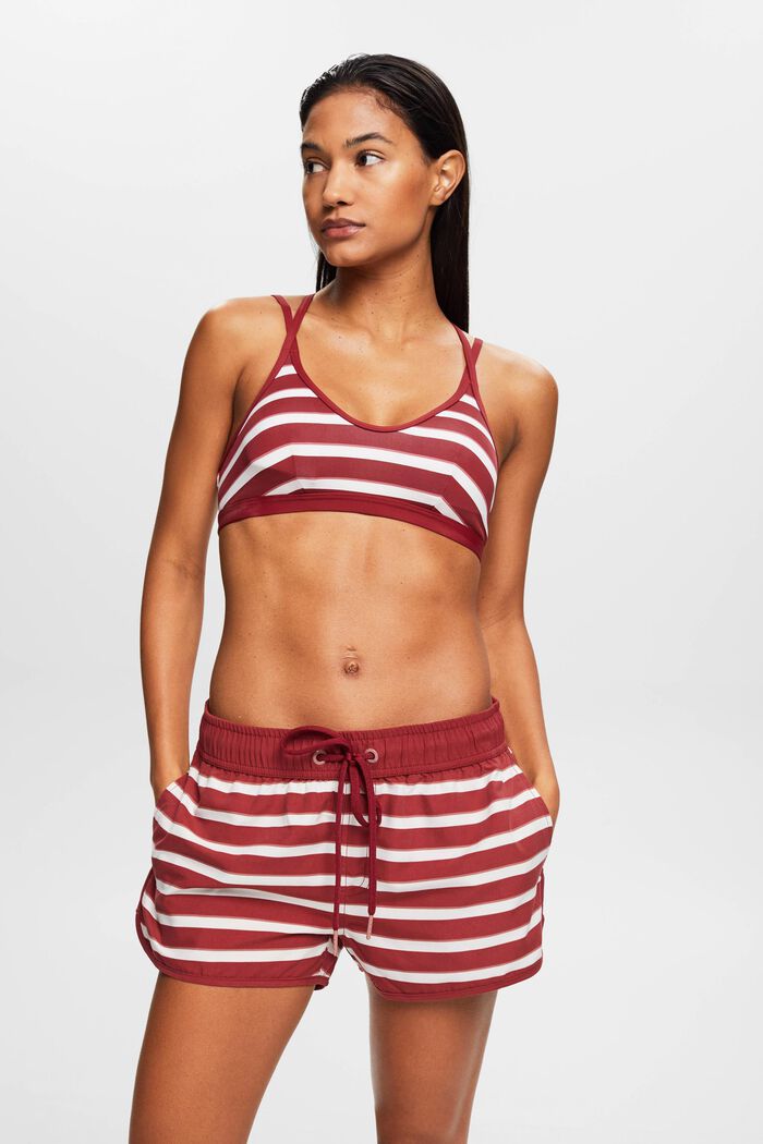 Striped beach shorts, DARK RED, detail image number 0