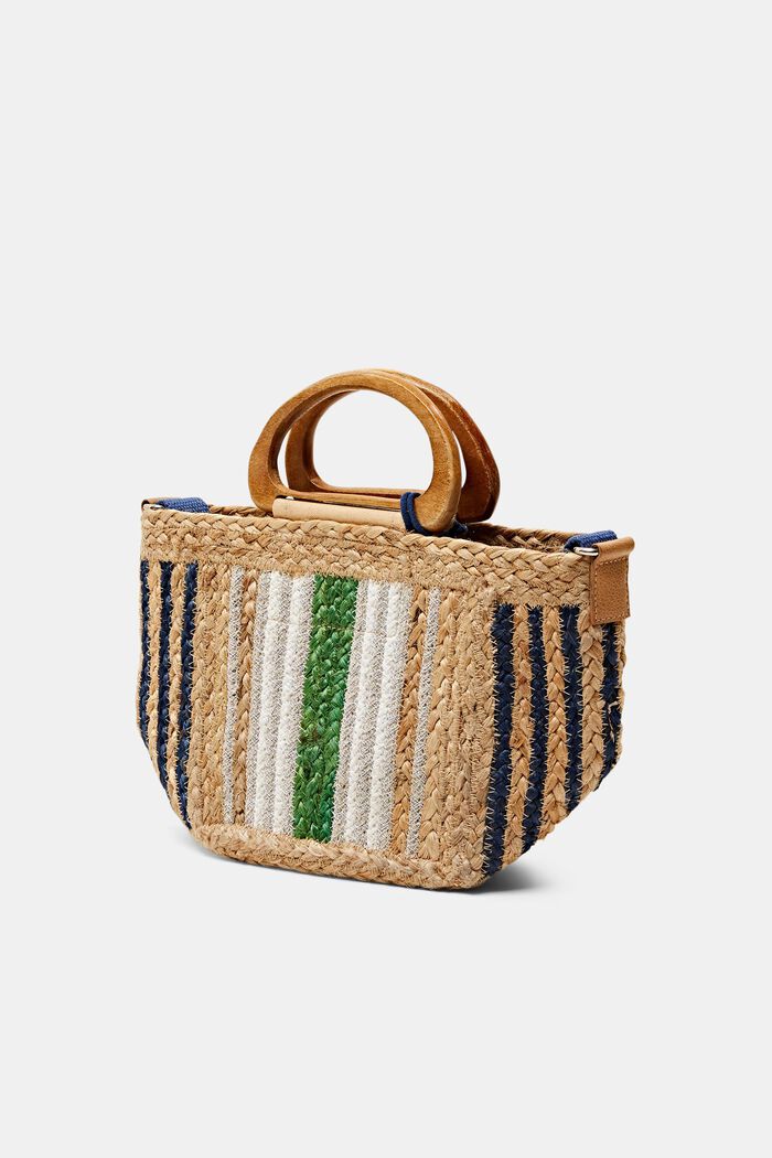 Striped woven Jute Tote, MULTICOLOUR, detail image number 2