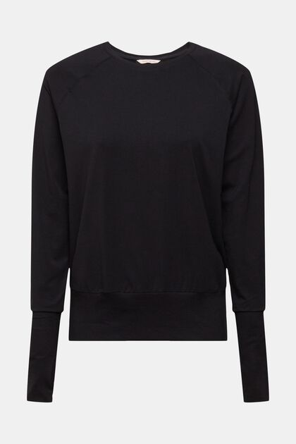 Long sleeve top with thumb holes, BLACK, overview