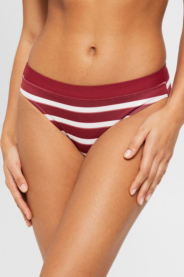 Striped mini bikini bottoms, DARK RED, detail image number 1