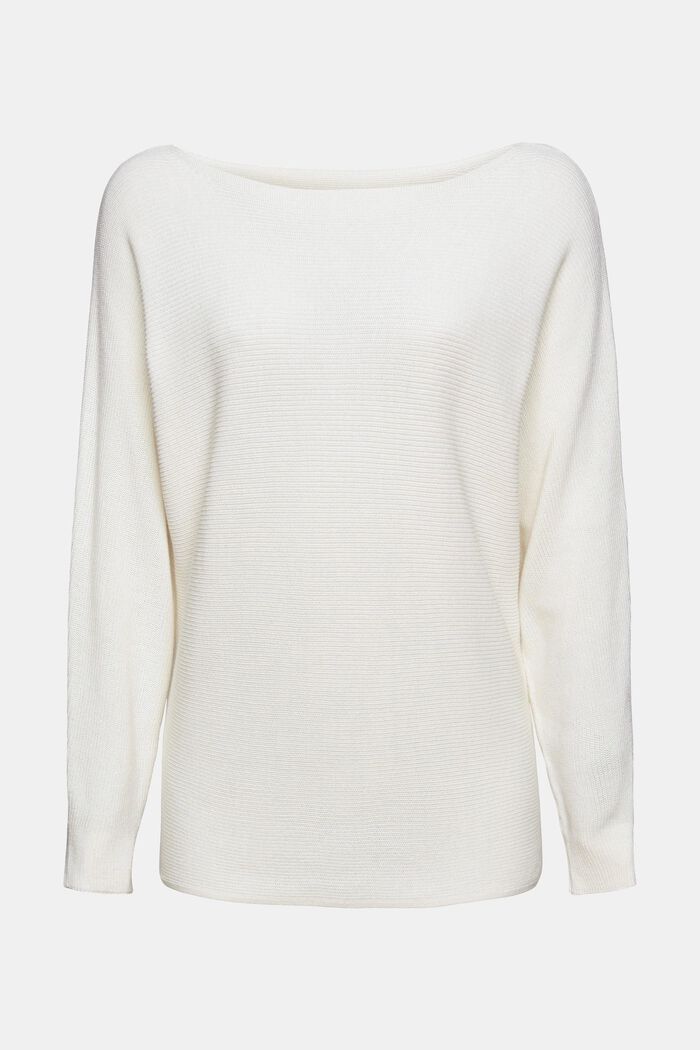 Bateau neck jumper made of organic cotton/TENCEL™, OFF WHITE, detail image number 2