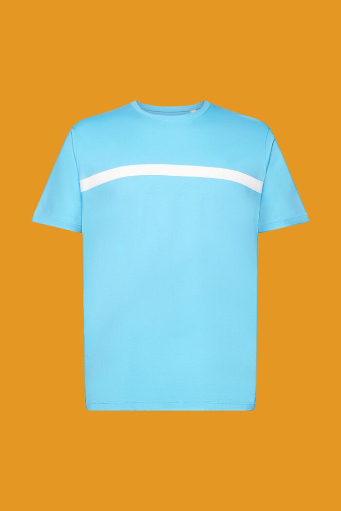 Cotton t-shirt with contrasting stripe, TURQUOISE, detail image number 5