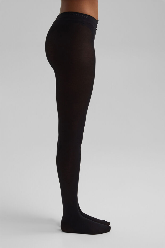 Opaque cotton blend tights, BLACK, detail image number 2