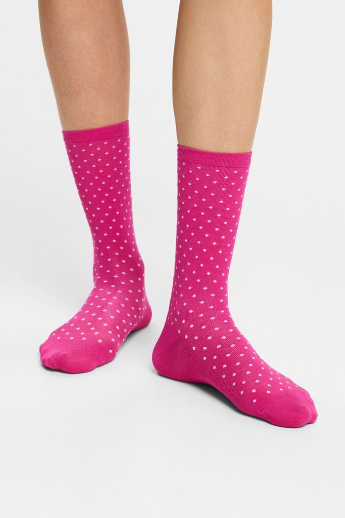 2-Pack Polka Dot Socks, Organic Cotton, ROSE / PINK, detail image number 1