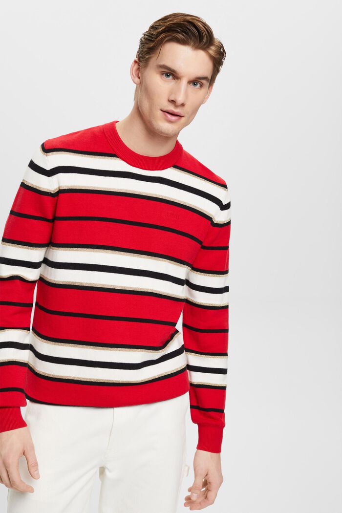 Striped jumper with cashmere, RED, detail image number 0