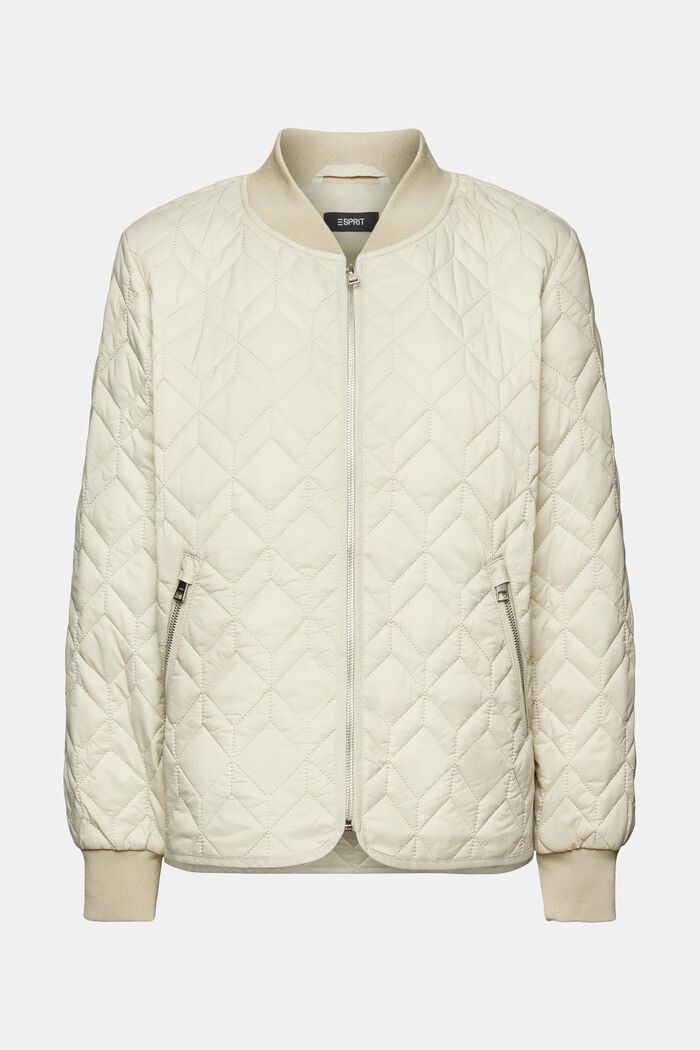 Quilted jacket with rib knit collar, LIGHT TAUPE, detail image number 7