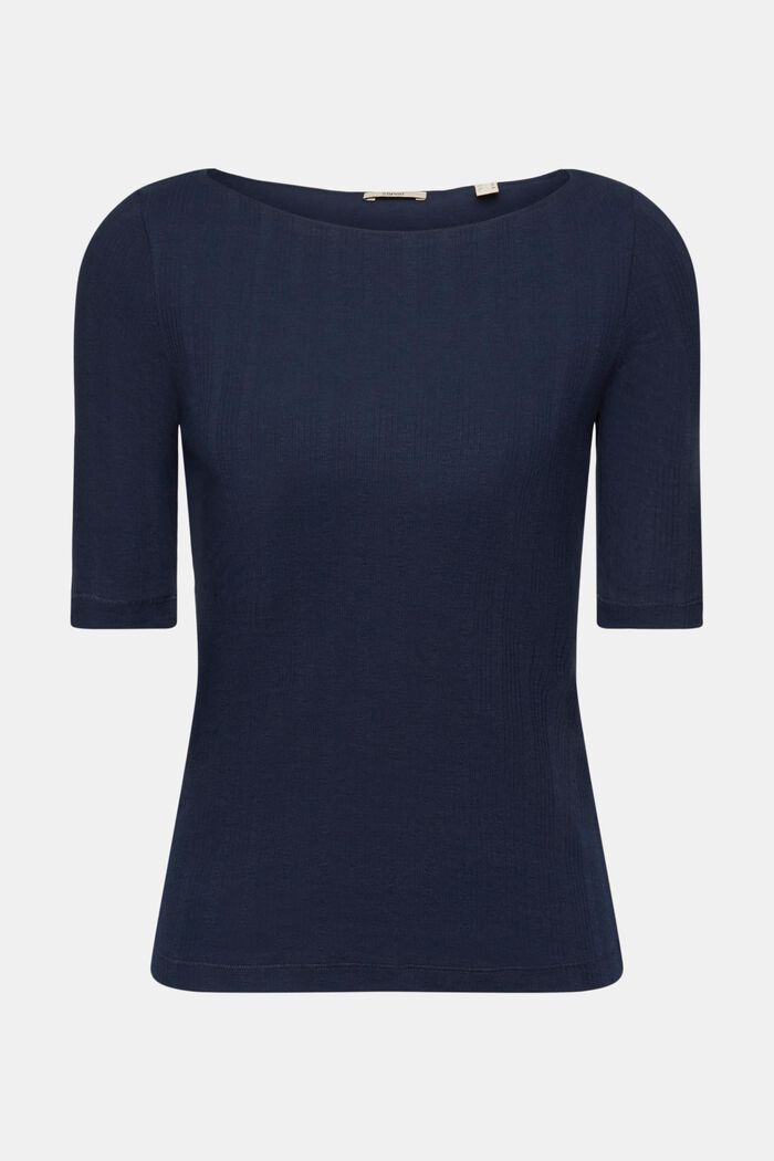Pointelle ribbed t-shirt, NAVY, detail image number 5