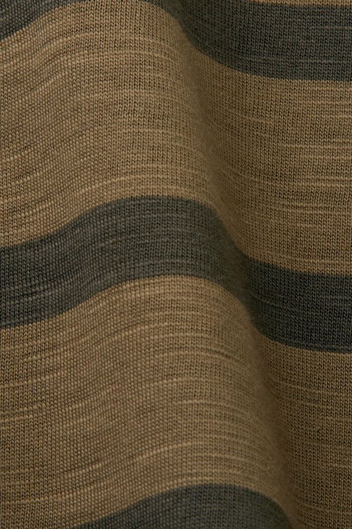 Striped Cotton Polo, KHAKI GREEN, detail image number 4