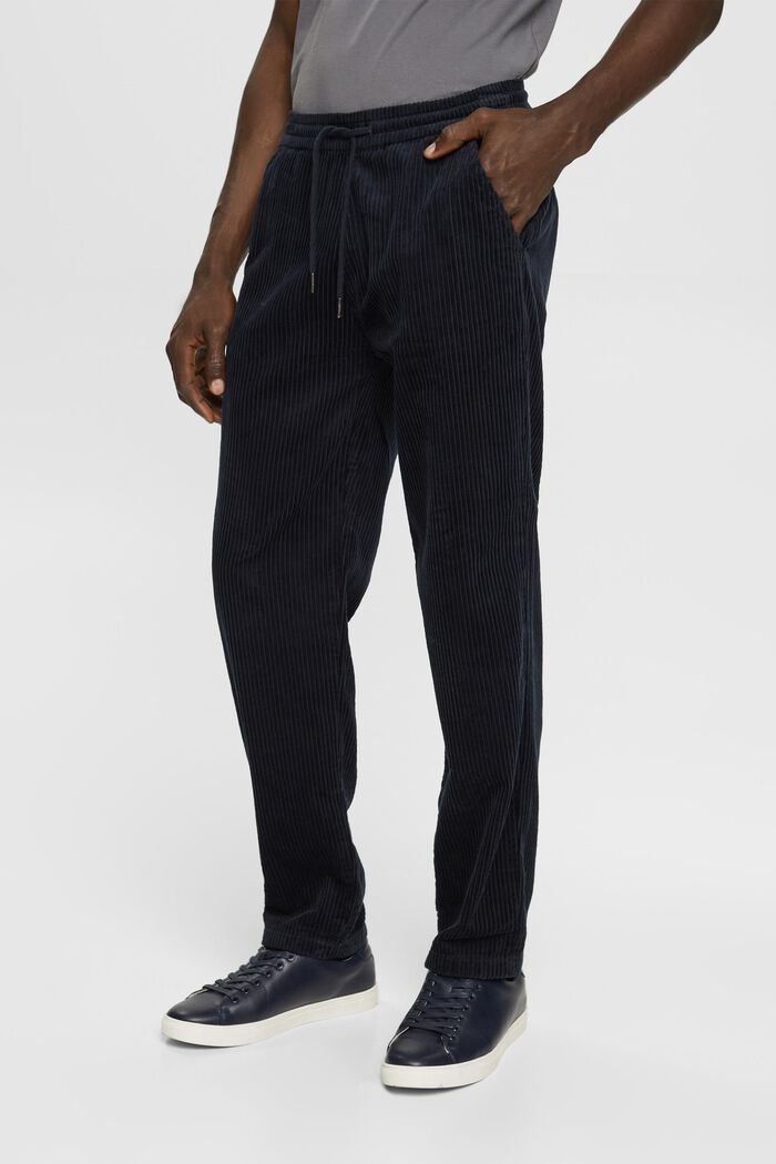 Jogger style corduroy trousers, BLACK, detail image number 0
