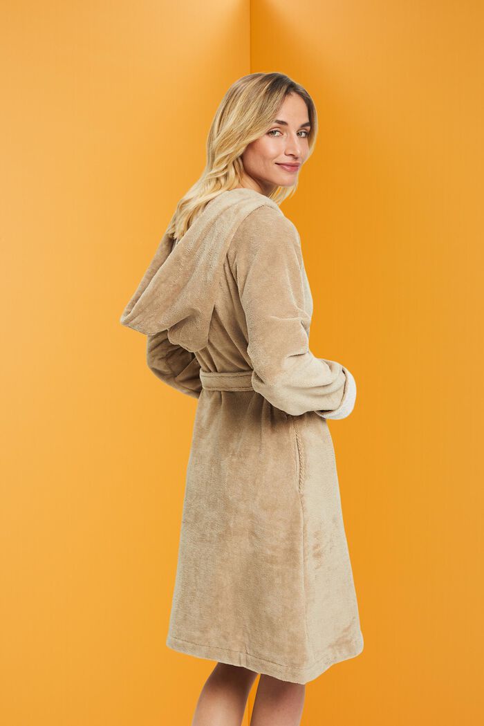 Terry cloth bathrobe with hood, MOCCA, detail image number 3
