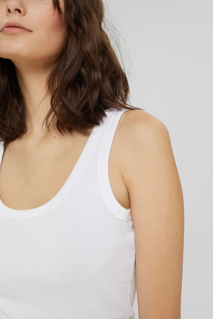 Organic cotton sleeveless top, WHITE, detail image number 0