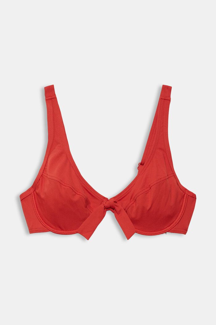 Made of recycled material: unpadded underwire bikini, RED, detail image number 1