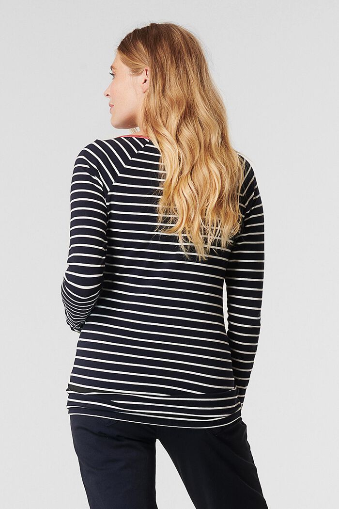 Striped long sleeve top, organic cotton, NIGHT SKY BLUE, detail image number 3