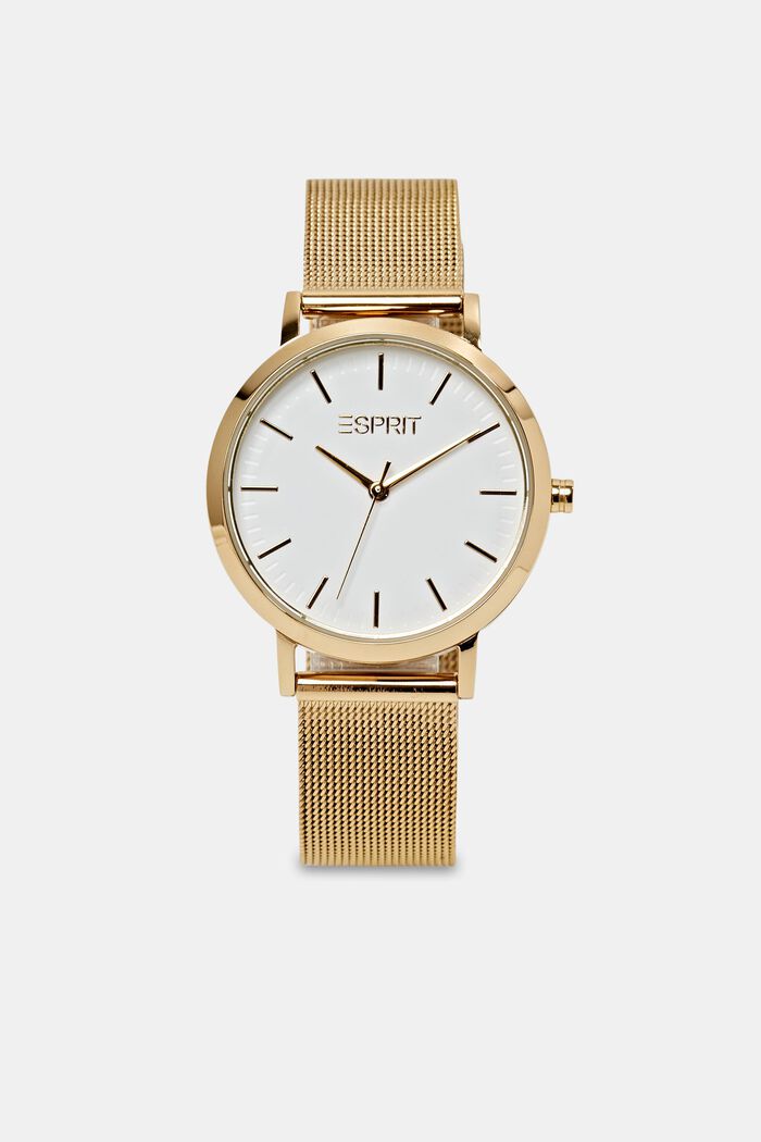 Stainless steel watch with a mesh strap, GOLD, detail image number 0