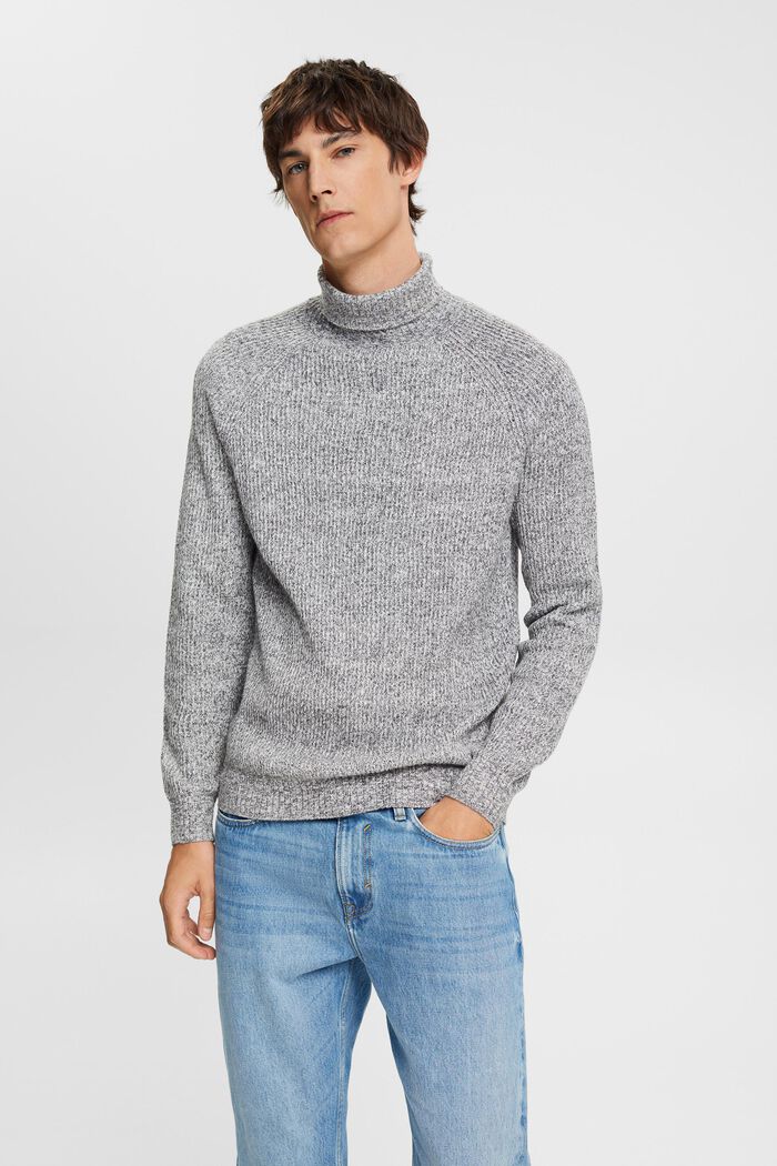 Two-coloured roll neck sweater