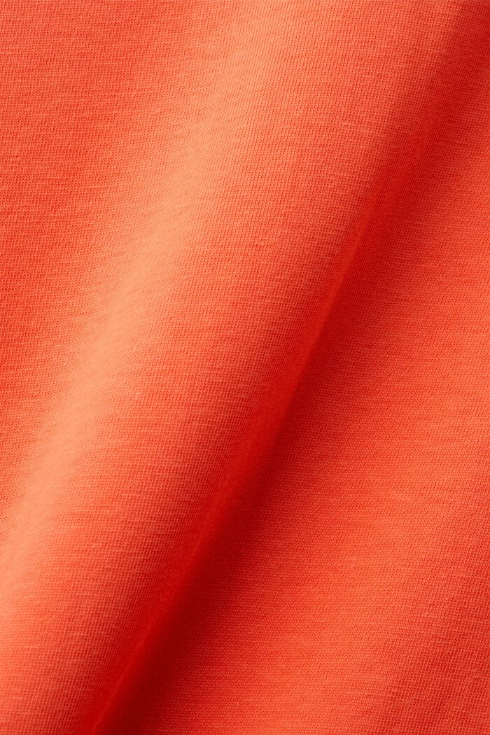 Cotton T-shirt with flower print, CORAL ORANGE, detail image number 5