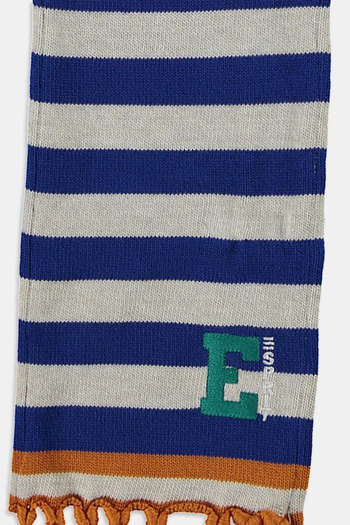 Striped scarf with fringes, BRIGHT BLUE, detail image number 2