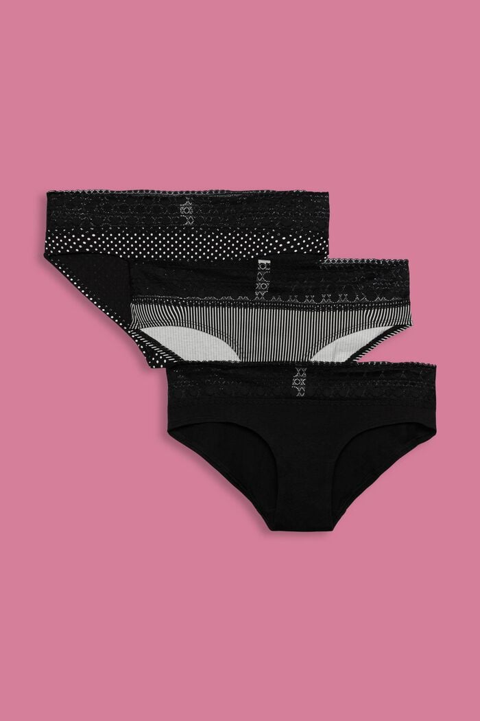 In a triple pack: lace-trimmed briefs, BLACK, detail image number 4