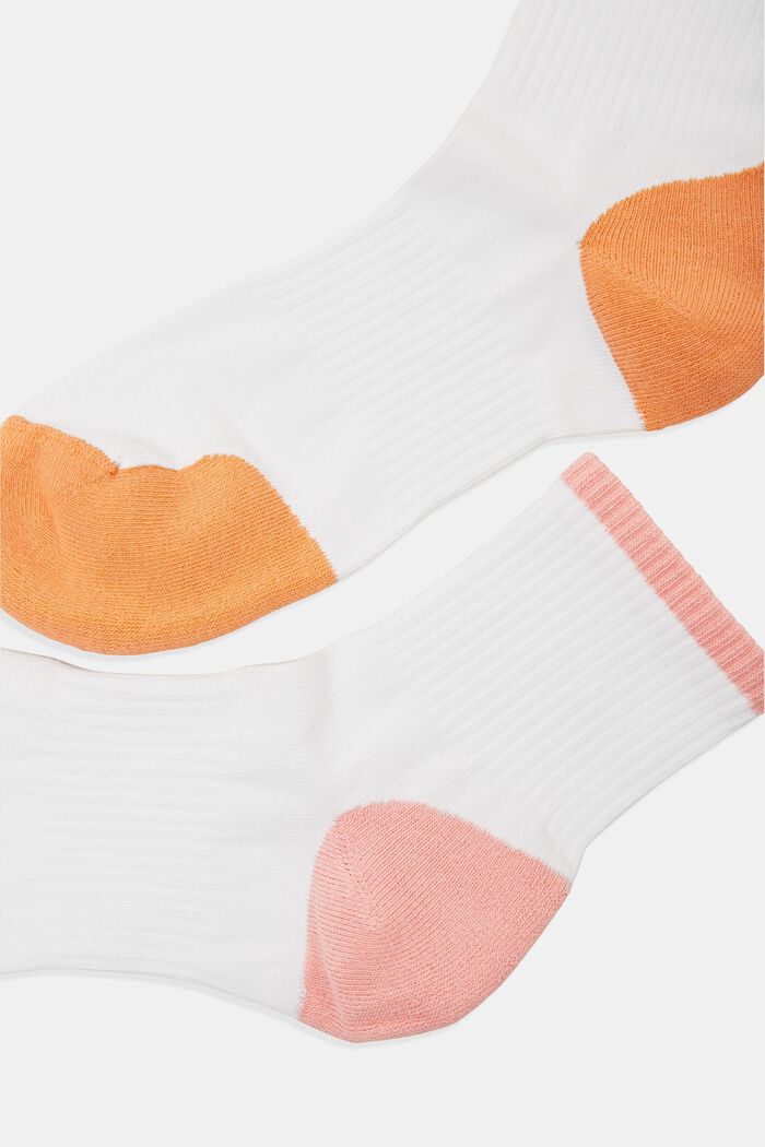 2-pack of athletic socks with coloured accents, WHITE, detail image number 1