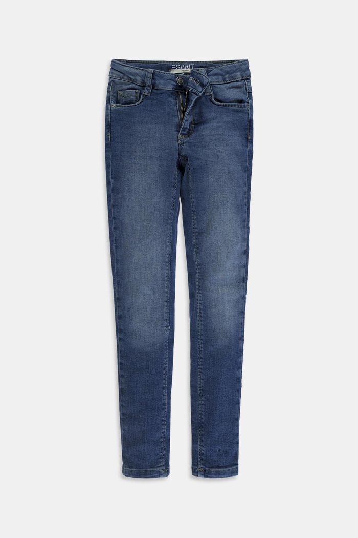 Stretch jeans available in different widths with an adjustable waistband, GREY MEDIUM WASHED, overview
