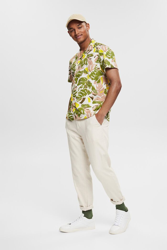 Shirt with tropical leaf print