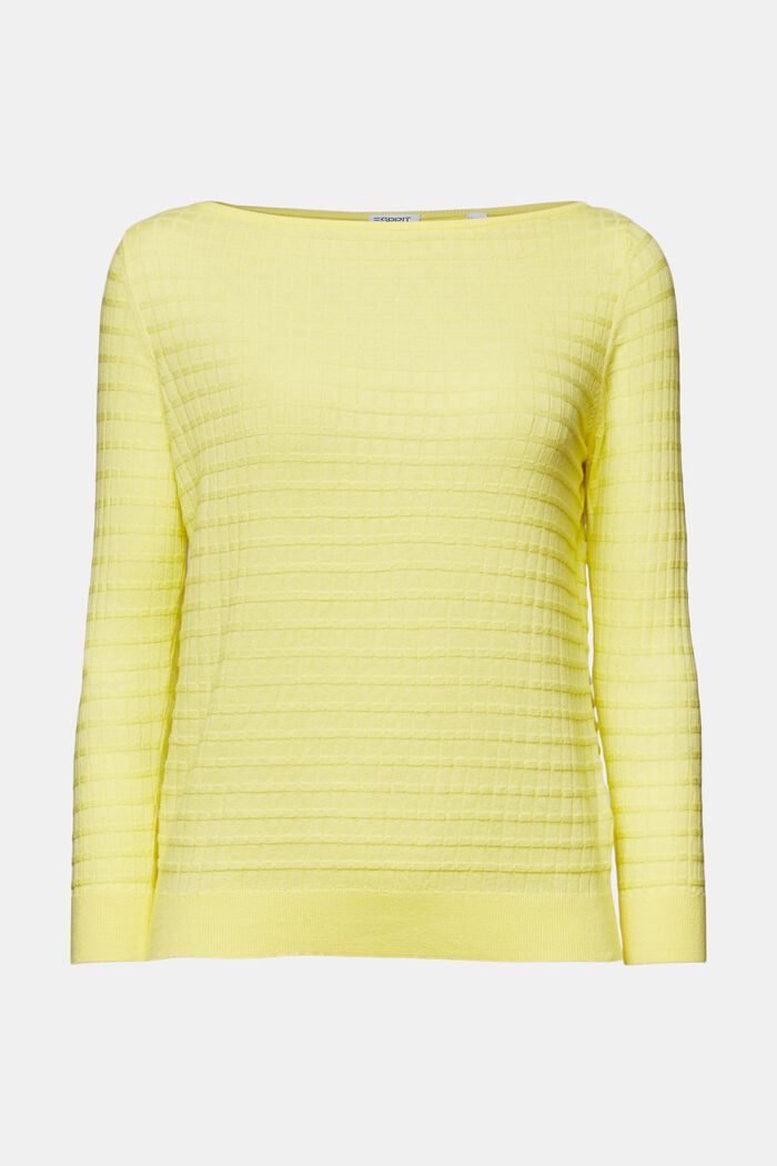 Structured Knit Sweater, PASTEL YELLOW, detail image number 5